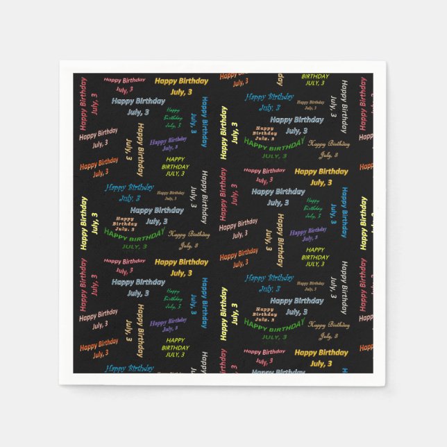 Serviette En Papier Papier serviettes Juillet, 3 Anniversaire (Devant)