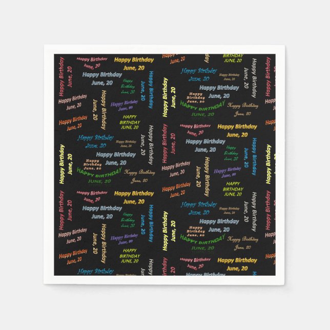 Serviette En Papier Papier serviettes juin, 20 anniversaire (Devant)