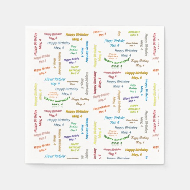 Serviette En Papier Papier serviettes mai, 4 Anniversaire (Devant)