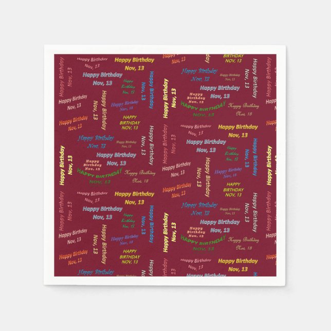 Serviette En Papier Papier serviettes Novembre, 13 Anniversaire (Devant)