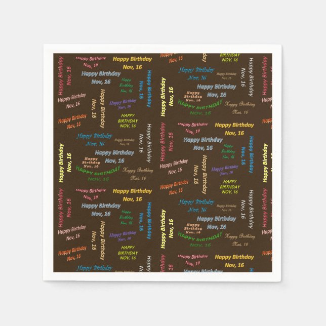 Serviette En Papier Papier serviettes Novembre, 16 Anniversaire (Devant)
