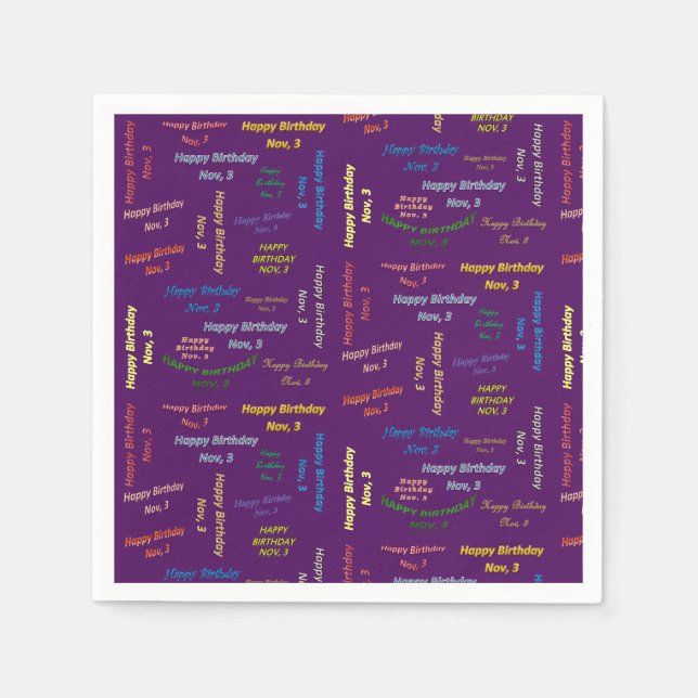 Serviette En Papier Papier serviettes novembre, 3 anniversaire (Devant)