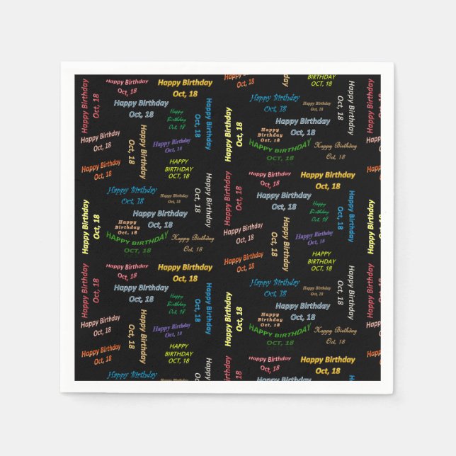 Serviette En Papier Papier serviettes Octobre, 18 Anniversaire (Devant)