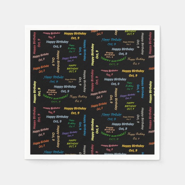 Serviette En Papier Papier serviettes octobre, 9 anniversaire (Devant)