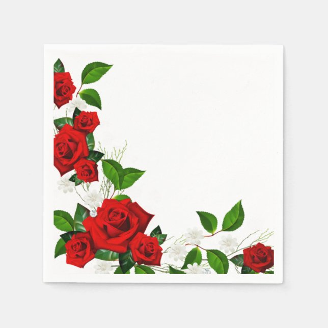 Serviette En Papier Papier serviettes-Roses rouges (Devant)