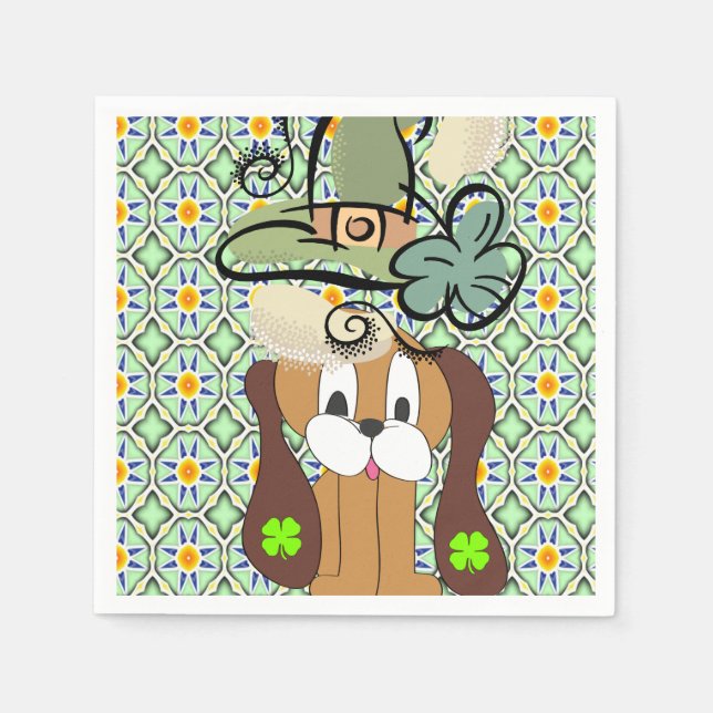 Serviette En Papier Papier serviettes Saint Patrick's Day Chien (Devant)