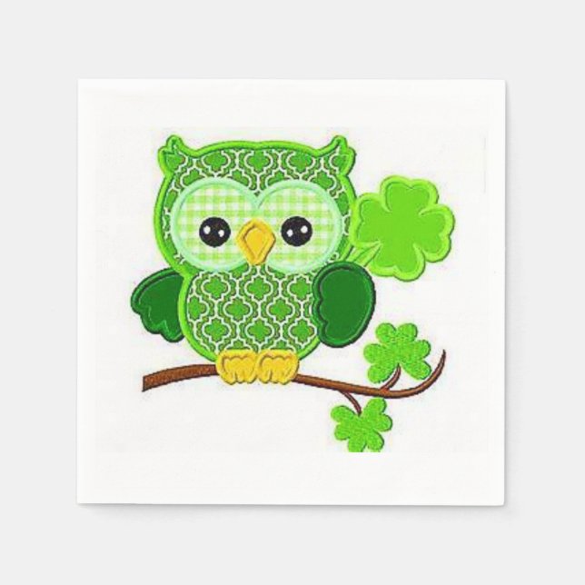Serviette En Papier Papier serviettes Saint Patrick's Day Owl (Devant)