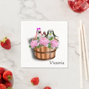 Serviette En Papier Papier, serviettes, vin de pingouin aux roses rose