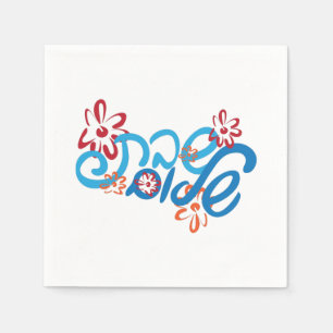 Serviette En Papier Papier Shabbat Hébreu Floral Napkin