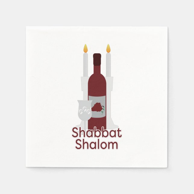 Serviette En Papier Papier Shabbat Shalom (Devant)