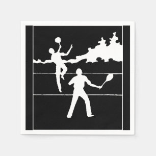Serviette En Papier Papier Silhouette Retro Tennis