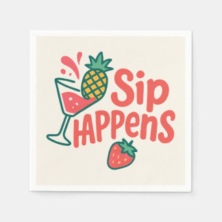 Serviette En Papier Papier Sip Happens Napkin - CherryBombCo