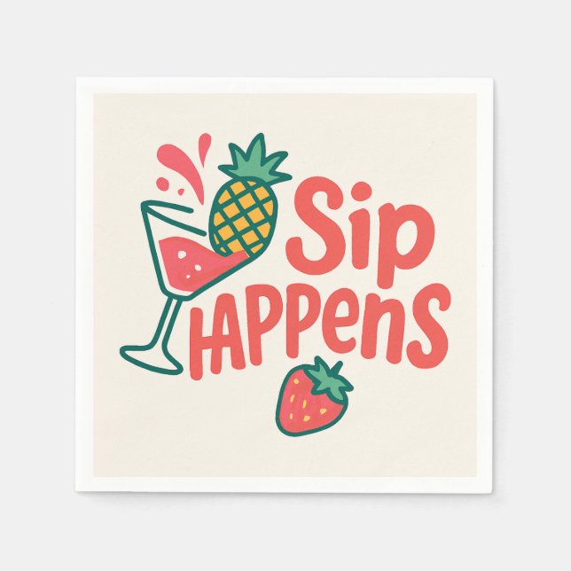 Serviette En Papier Papier Sip Happens Napkin - CherryBombCo (Devant)