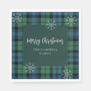 Serviette En Papier Papier Tartan bleu bleu bleu vert de script plaid