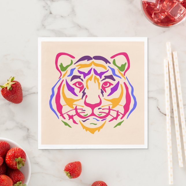 Serviette En Papier Papier tigre Napkin (En situation)