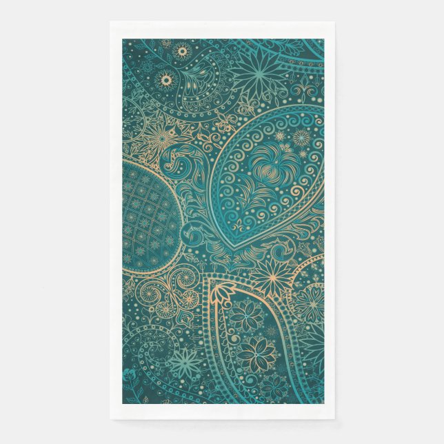 Serviette En Papier Papier turquoise ethnique Napkin (Devant)