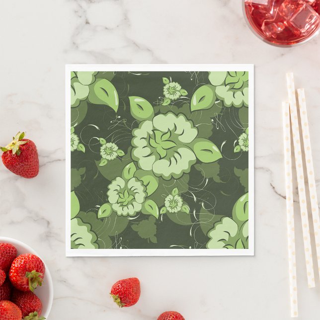Serviette En Papier Papier vert floral serviettes (Créateur téléchargé)