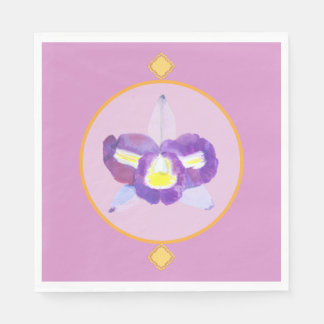 Serviette En Papier Papier violet et jaune orchidée
