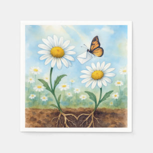 Serviette En Papier Papillon à l'aquarelle livrant du courrier à une m