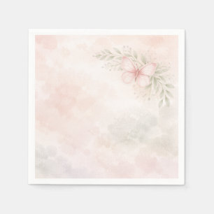 Serviette En Papier Papillon aquarelle bébé en fleurs floral rose