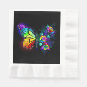 Serviette En Papier Papillon arc-en-ciel