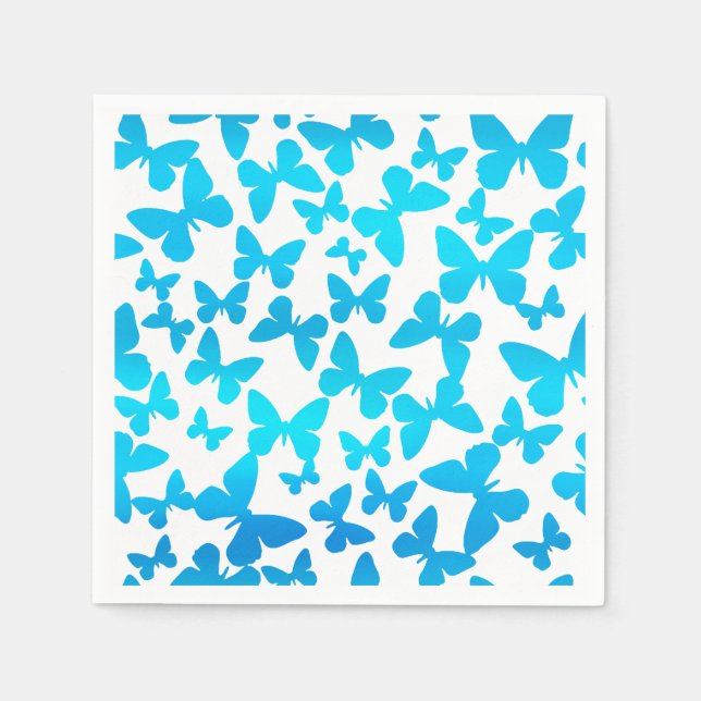 Serviette En Papier Papillon (bleu) (Devant)