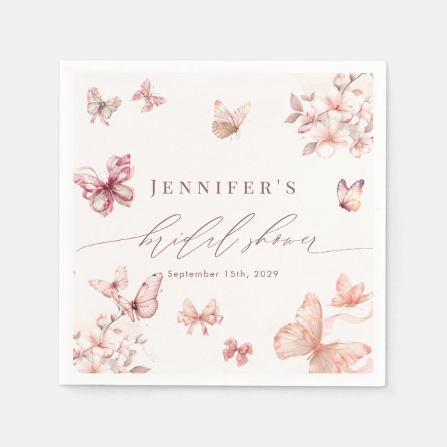 Serviette En Papier Papillon Coquette |  Fête de mariage papillons  (Devant)