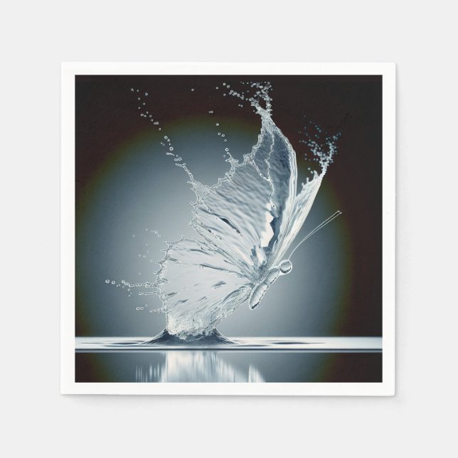 Serviette En Papier Papillon créant une goutte d'eau (Devant)