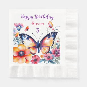 Serviette En Papier Papillon dans Fête d'anniversaire de Fille Fleurs