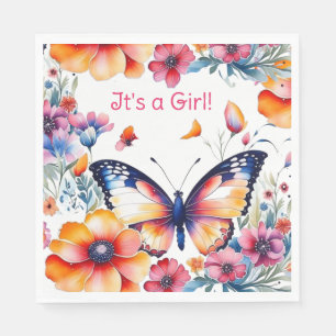 Serviette En Papier Papillon en fleurs Baby shower de fille