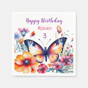 Serviette En Papier Papillon en fleurs Fête d'anniversaire de la fille