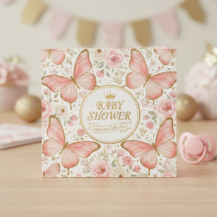 Serviette En Papier Papillon en or rose Baby Shower Floral