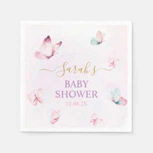 Serviette En Papier Papillon enchanté violet serviettes rose