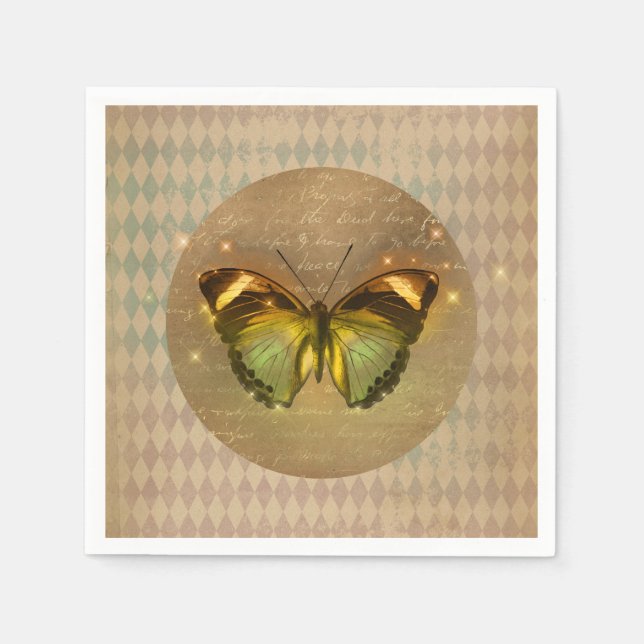 Serviette En Papier Papillon enchâssé vintage (Devant)