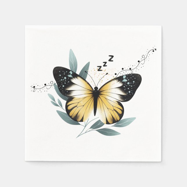 Serviette En Papier Papillon fantaisiste de la sieste (Devant)