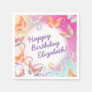 Serviette En Papier Papillon fête d'anniversaire Enfants colorés