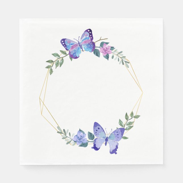 Serviette En Papier Papillon Floral Mariage Fête des mariées Printemps (Devant)