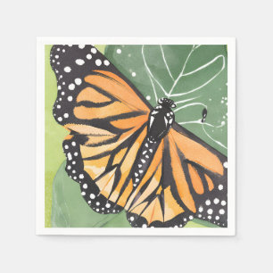 Serviette En Papier Papillon Monarque   Belle Aquarelle