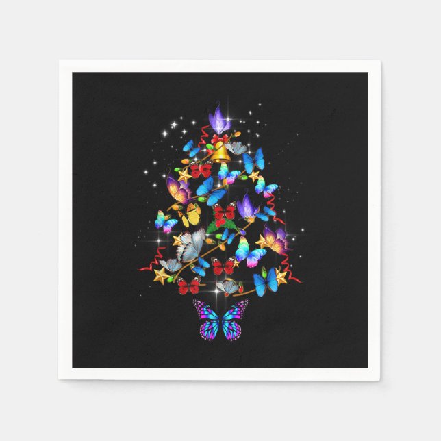 Serviette En Papier Papillon Noël Arbre Lumières Femmes Filles Noël P (Devant)