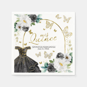 Serviette En Papier Papillon noir Quinceanera Napkins