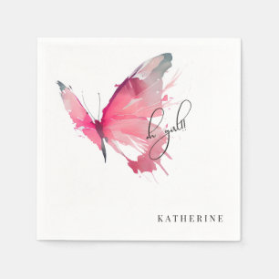 Serviette En Papier Papillon Oh Girl Custom Baby shower blanc Napkin