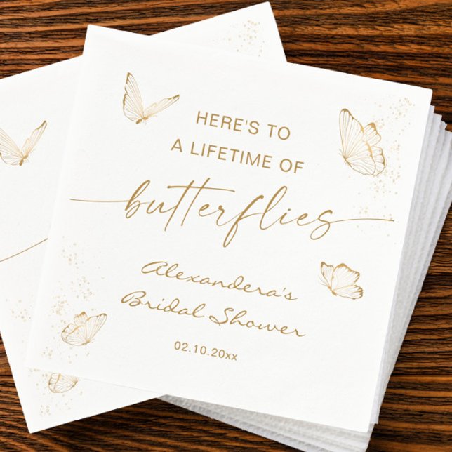 Serviette En Papier Papillon Or Blanc Fête de Mariée (Créateur téléchargé)