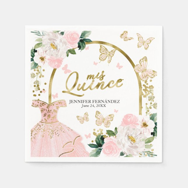 Serviette En Papier Papillon Quinceanera Naples Robe Florale (Devant)