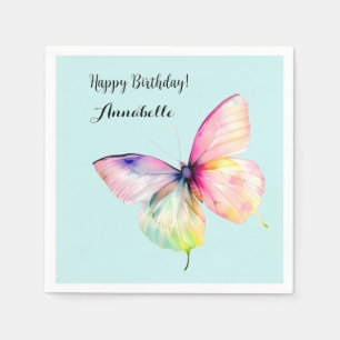 Serviette En Papier Papillon rose délicat dans les couleurs pastel arc
