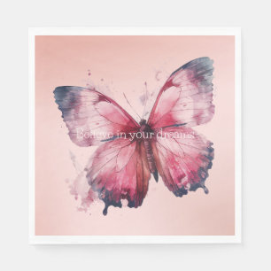 Serviette En Papier Papillon rose pâle