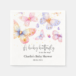 Serviette En Papier Papillon rose violet Baby shower fille