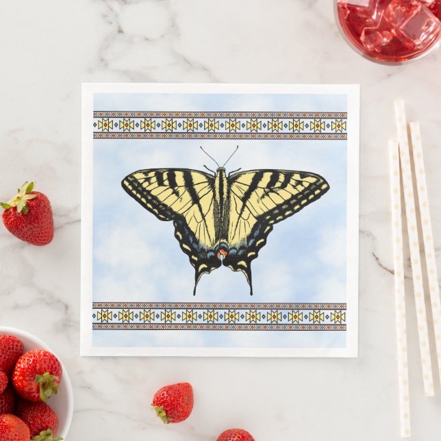 Serviette En Papier Papillon Southwest Yellow Swallowtail Blue Sky (En situation)