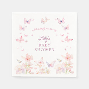 Serviette En Papier Papillon sur le chemin Baby shower de fleurs roses