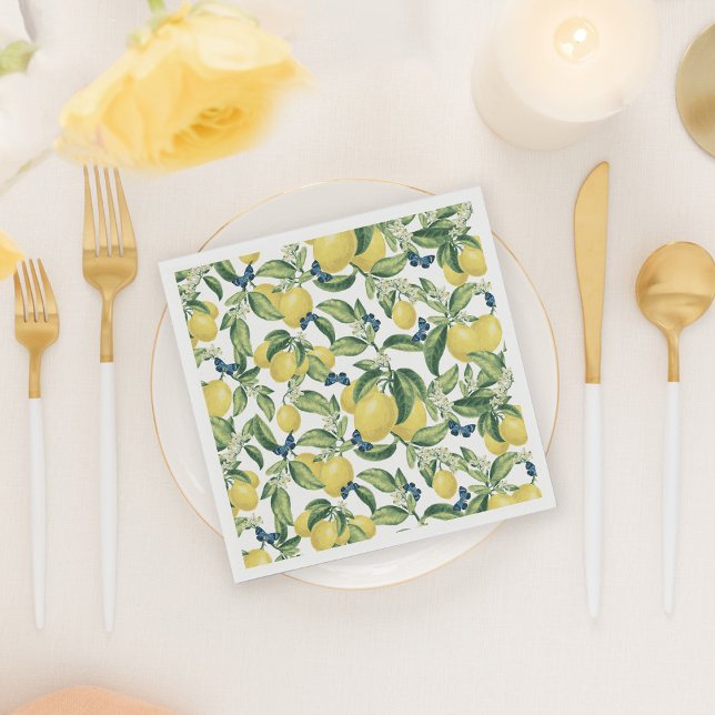 Serviette En Papier Papillons bleu citron (Créateur téléchargé)