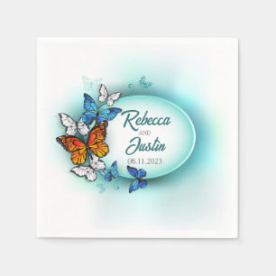 Serviette En Papier Papillons bleus et oranges Serviettes de sauce mod